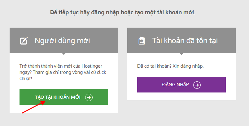 tạo tài khoản mới để dùng free hosting của Hostinger VN