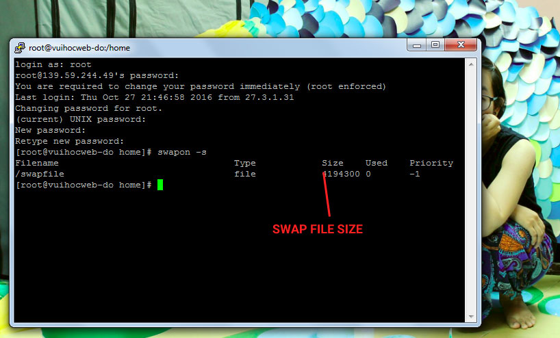 kiểm tra swap filesize