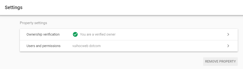 Settings - Install Google Search Console