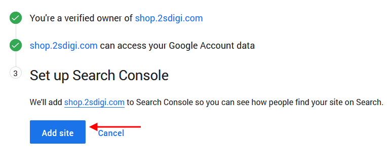 Cài đặt Google Console cho Site Kit