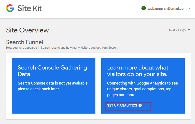 Setup Google Analytics cho Site Kit