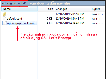 File cấu hình nginx cần chỉnh sửa để dùng SSL Lets Encrypt