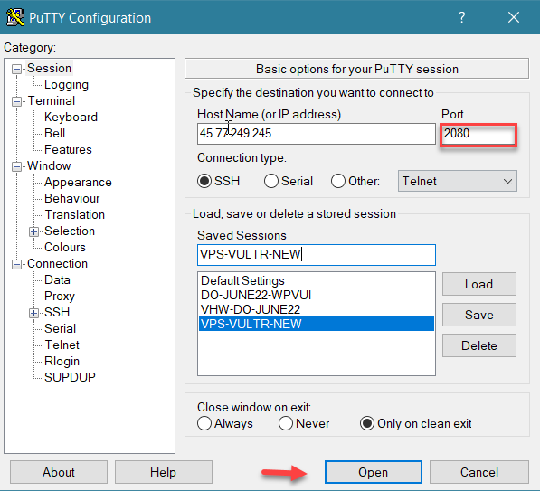 Đăng nhập VPS bằng PuTTY qua Port SSH mới