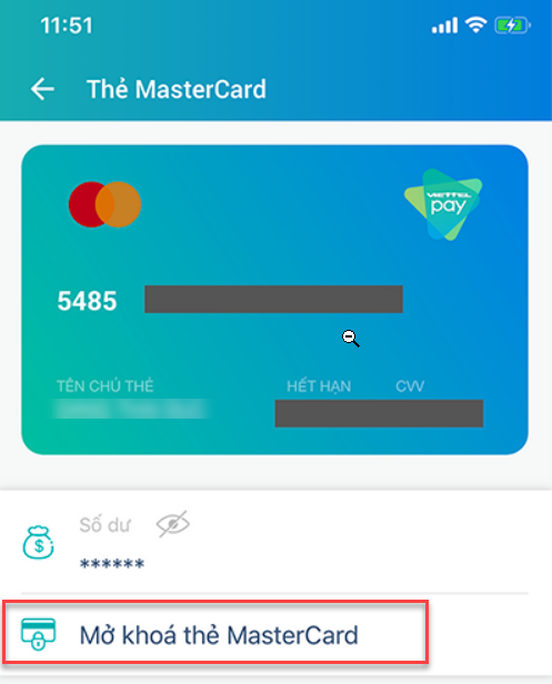 Khóa thẻ MasterCard